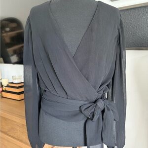 Elegant Black Wrap Blouse
